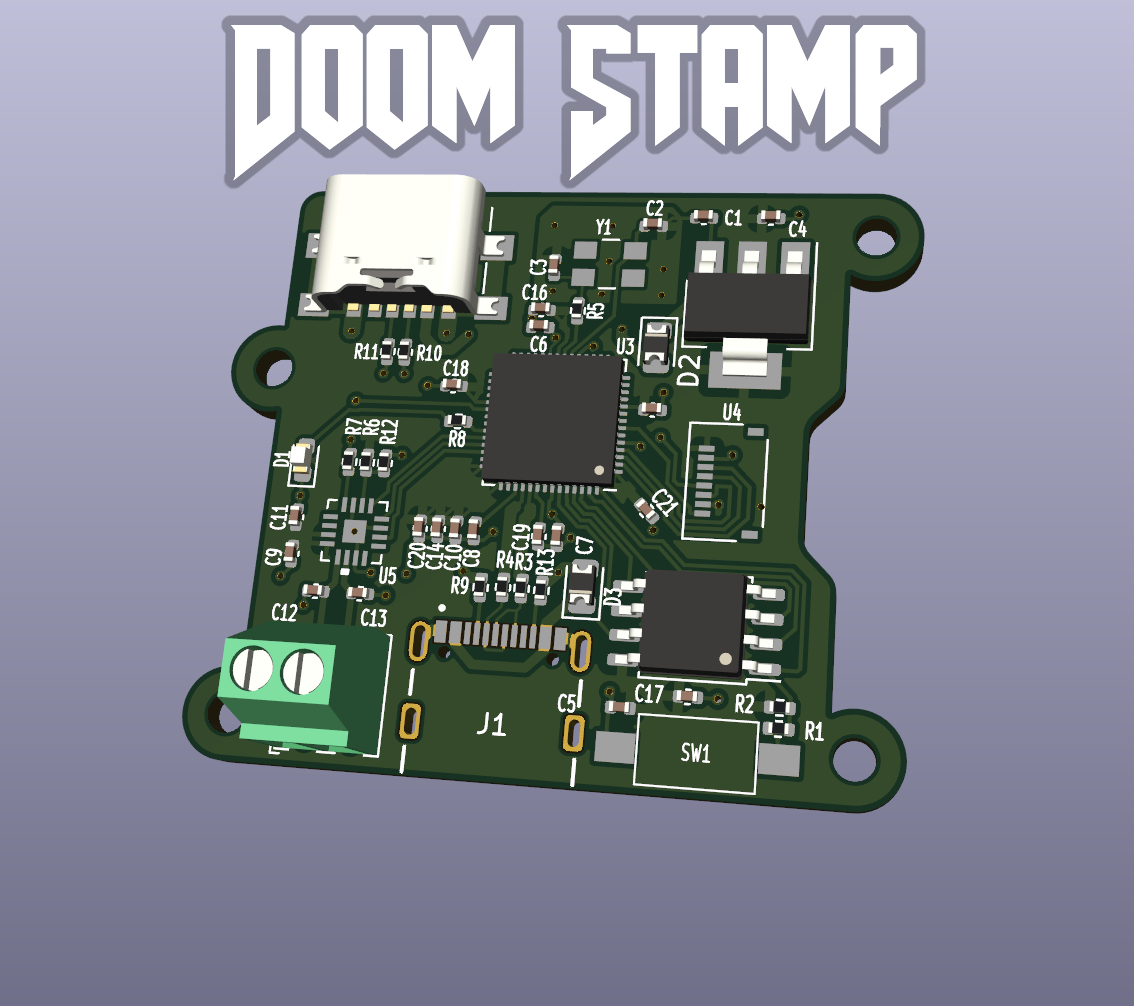 (pic of Doom Stamp, a small microcontroller built to run Doom)