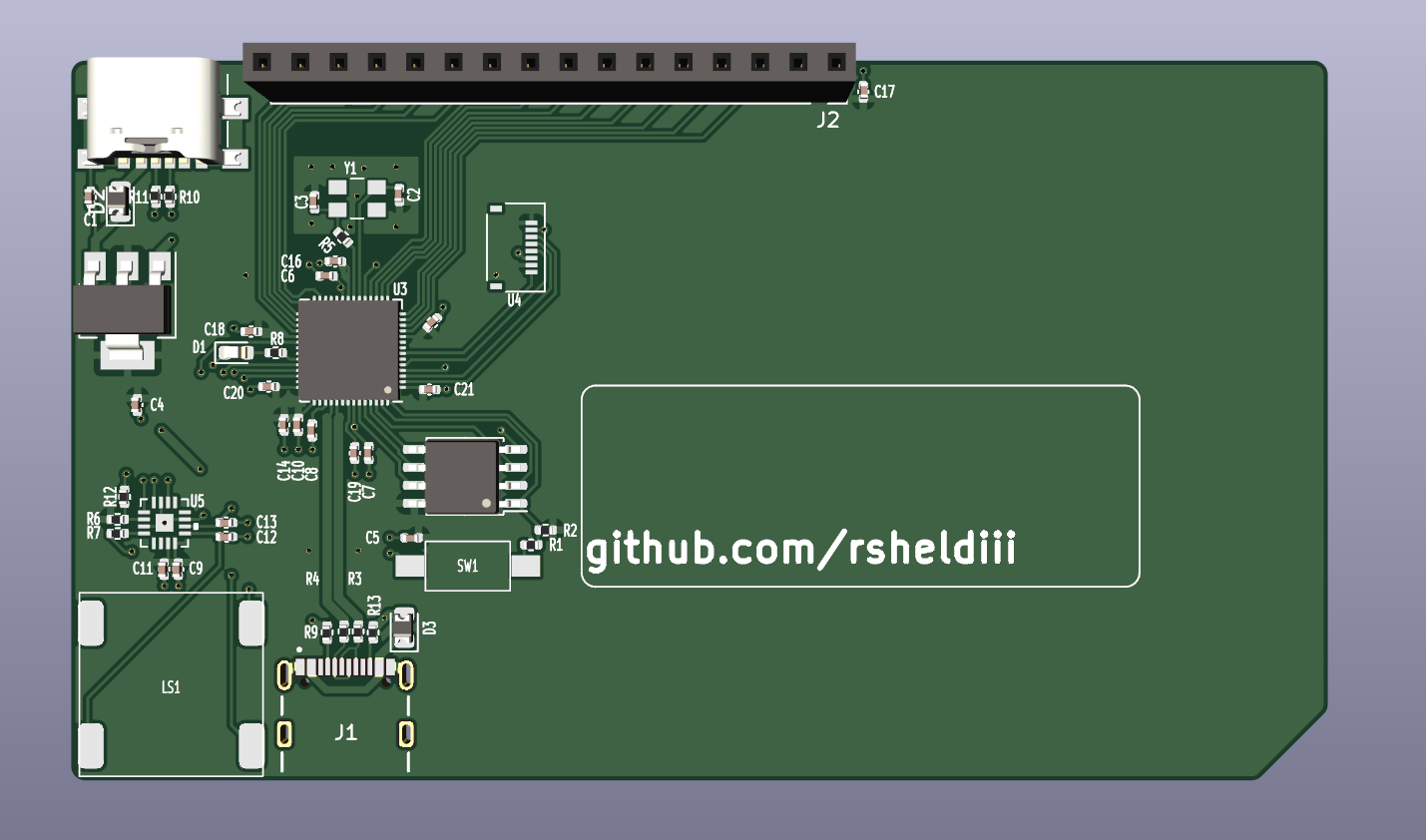 a 3d rendering of the PCB