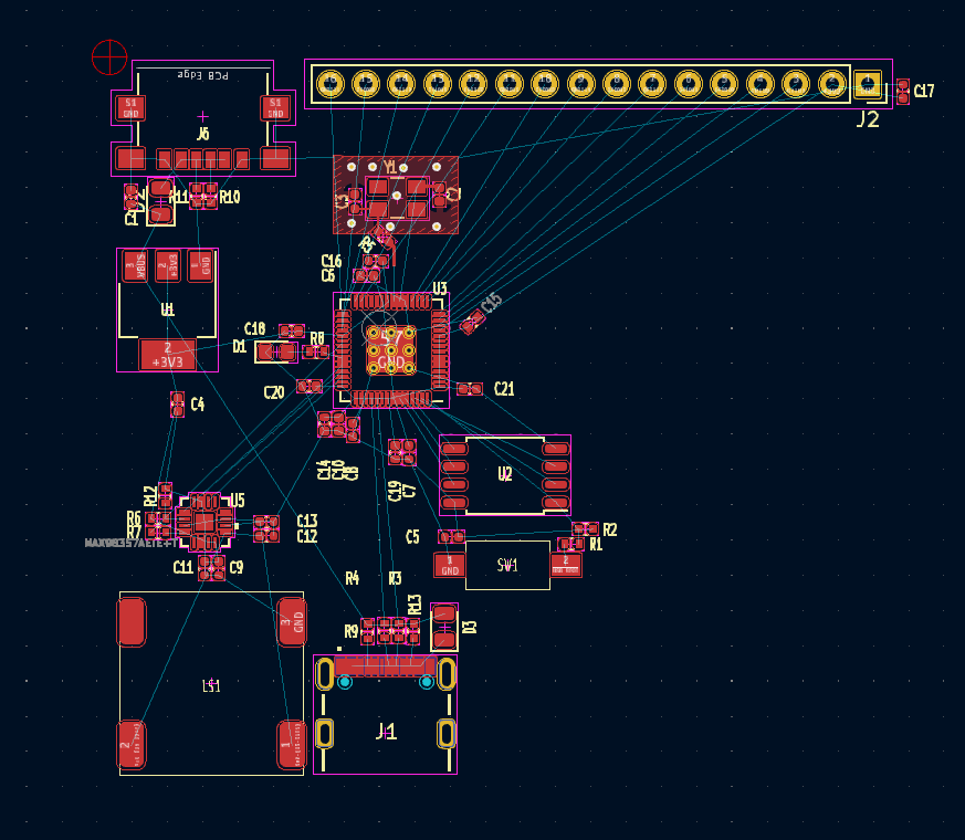 an image of an unfinished pcbnew schematic